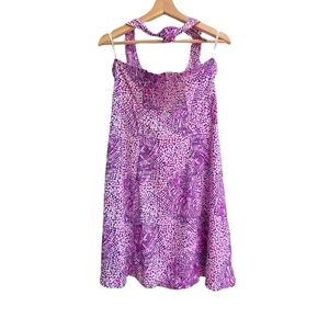 Columbia PFG Halter Dress with Smocking and Pink Purple Print, Size Mediem